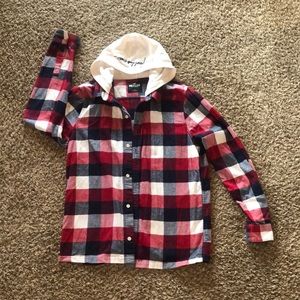 Hollister Plaid Flannel Button Up Hoody